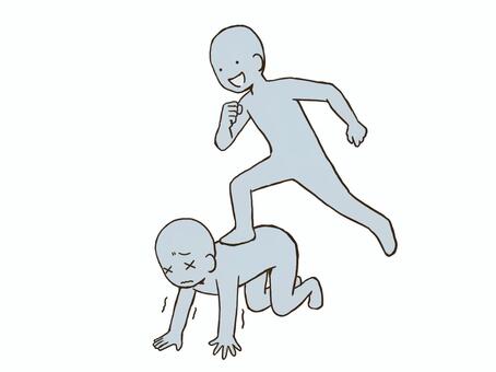 踏み台にされる関係のドローイング デッサン,人形,ラフ,ポーズ,踏み台,人間関係,踏まれる,ドローイング,上下関係,比喩のイラスト素材