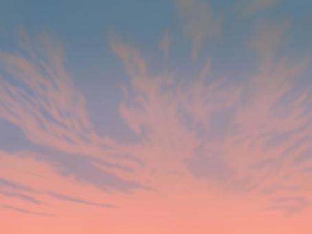 夕焼け＿雲03 夕焼け,夕焼雲雲海,雲,入道雲,空,青空,晴天,青,ブルー,スカイブルーのイラスト素材