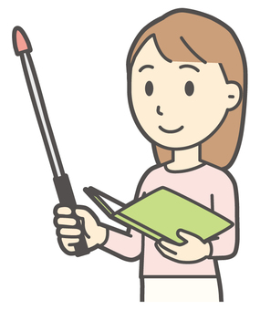  ロングヘア女性-202-バスト ポインター,女性,女の子,人物,かわいい,ポイント,説明,勉強会,プレゼンテーション,講義のイラスト素材