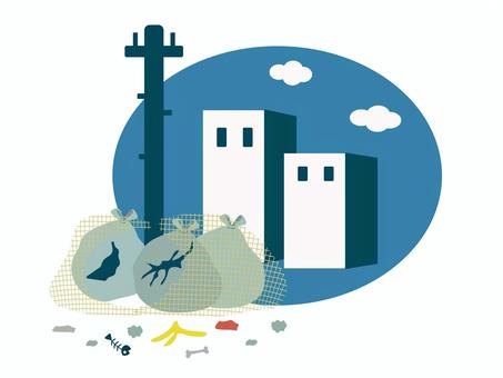 荒らされたごみ置き場 ゴミ置場,収集,害獣,鳥害,被害,襲撃,公害,荒らす,いたずら,迷惑のイラスト素材