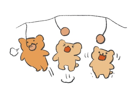 パン食い競走しているくまさん くま,パン食い競走,運動会,パン,かわいいのイラスト素材