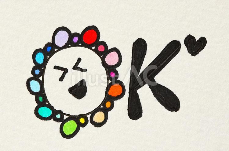 顔のあるOK文字 ok,文字,英語のイラスト素材