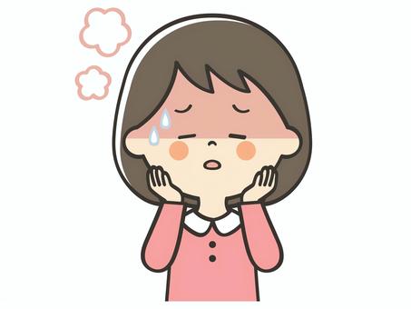熱中症の女の子 熱中症,熱射病,不調,めまい,体調不良,暑い,のぼせる,クラクラ,夏バテ,夏のイラスト素材