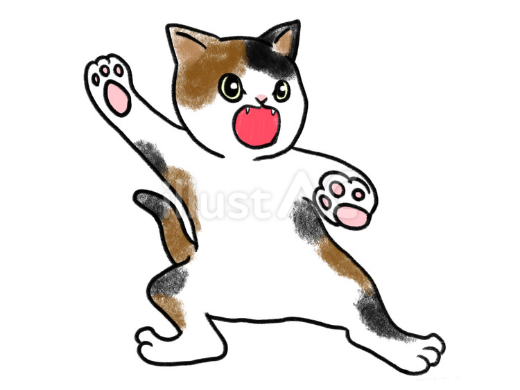 びっくりしている猫　三毛 猫,ペット,動物のイラスト素材