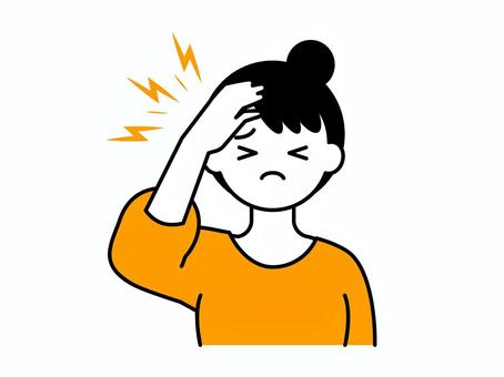 頭が痛い・体調不良の女性のイラスト01 人物,女性,20代,30代,40代,医療,病院,保健,福祉,体調不良のイラスト素材