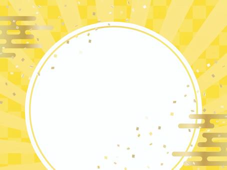 Yellow background with Japanese pattern, New Year or New Year celebration, , JPG and AI