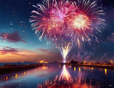 Illustration, fireworks, fireworks display, summer, 