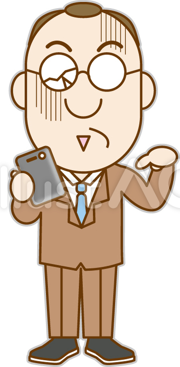 スマートフォンを使うお父さん ショック,スマホ,サラリーマンのイラスト素材