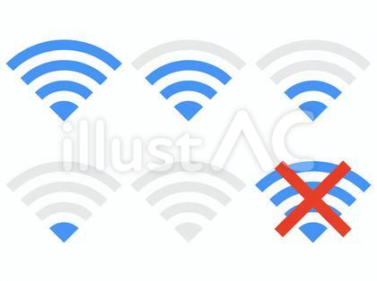フラットなWi-Fiアイコンセット:青