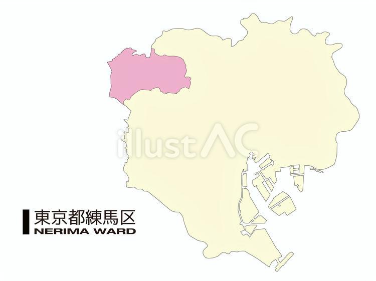 東京都練馬区の位置地図区境無し_03 練馬区,東京都,23区のイラスト素材