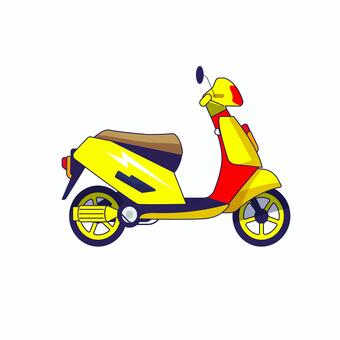 スクーター 023 電動スクーター,スクーター,バイク,黄色,二輪車,乗り物,シート,ホイール,ハンドル,ライトのイラスト素材