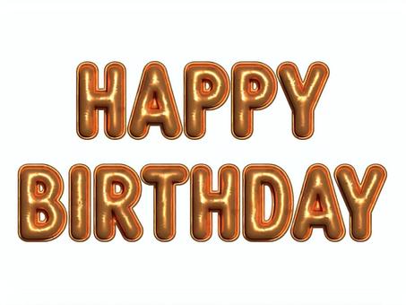 バルーン文字 誕生日 オレンジ  happy,birthday,誕生日おめでとう,3d,風船文字,風船,飾り,立体文字,お誕生日,ハッピーバースデーのイラスト素材
