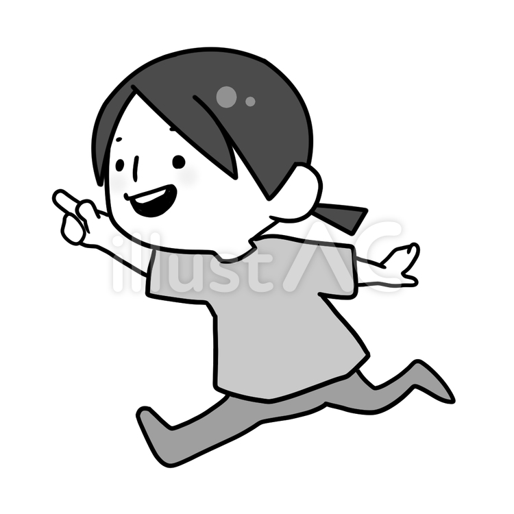 指をさして走るこども こども,子ども,指さしのイラスト素材