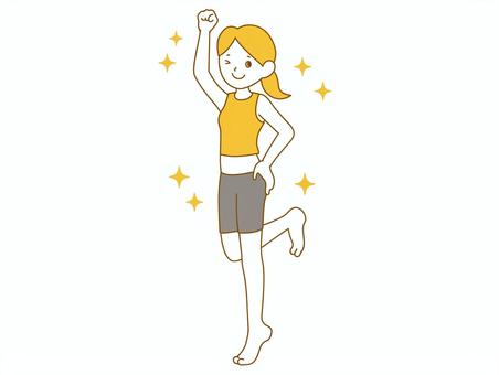 ダイエットのアフター ダイエット,痩せる,スリム,減量,女性,成功,アフター,ガッツポーズ,笑顔,喜ぶのイラスト素材