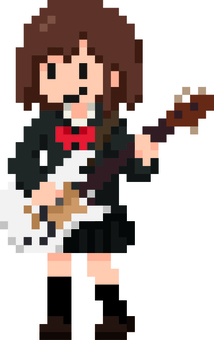 ドット絵のエレキギターを弾く学生です。 ドット絵,エレキギター,シンプル,演奏,学生,青春,制服,音楽,部活,バンドのイラスト素材
