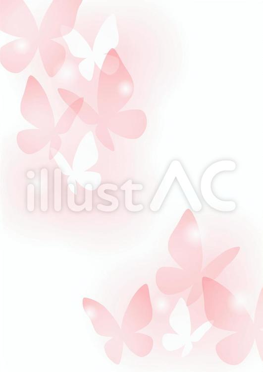 ピンクのほわほわ蝶々背景タテ 蝶,虫,春のイラスト素材