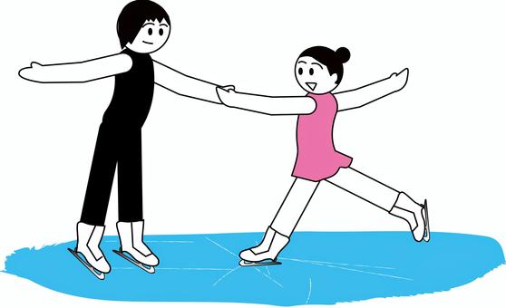 フィギュアスケート男女 フィギュアスケート,リンク,滑る,ペア,男女,演技,ショー,デフォルメ,選手のイラスト素材