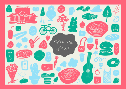 マルシェ＿手書きイラスト赤 マルシェ,市,手書き,ゆるい,シンプル,オシャレのイラスト素材