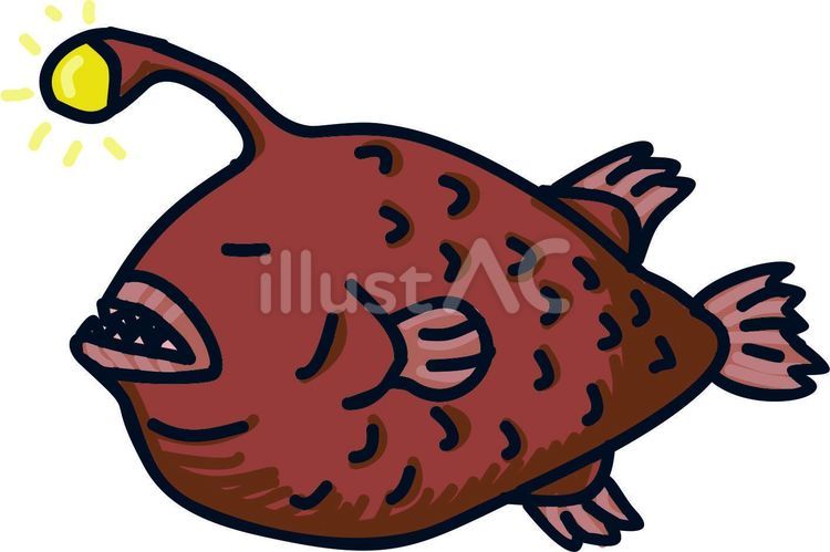 ちょうちんあんこう ゆるい,かわいい,魚のイラスト素材