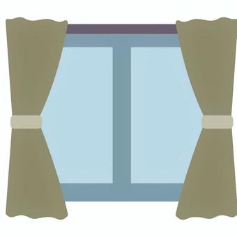 【そのまま使える】窓 窓,カーテン,タッセル,留め具,暮らし,生活,カーテンレール,アイコン,挿絵,シンプルのイラスト素材