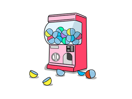 ガチャガチャのイラストセット ガチャガチャ,カプセルトイ,おもちゃ,玩具,カプセル,ポップ,可愛い,デフォルメ,ベクター,趣味のイラスト素材