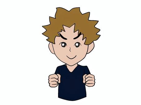 やる気 気合,男,男子,前向き,やるぞ,ガッツポーズ,ガッツ,気構え,士気,気迫のイラスト素材