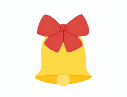 リボンがついたベルのゆるいイラスト 鐘,ベル,リボン,クリスマス,装飾,飾り,手描き,手書き,背景透過,イラストのイラスト素材