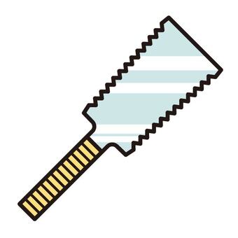 ノコギリ（両刃のこ） のこぎり,両刃,刃,柄,切断,水色,黄色,灰色,道具,工具のイラスト素材