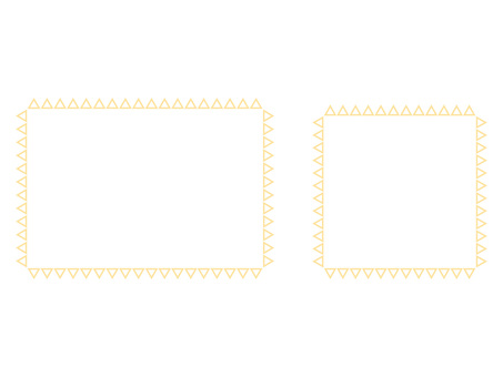 黄色の三角ラインの装飾四角フレームセット フレーム,三角形,ライン,四角,長方形,正方形,線画,黄色,ポップ,明るいのイラスト素材