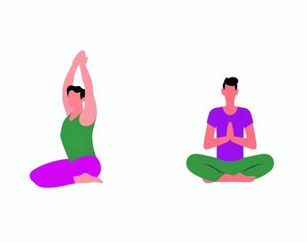 ヨガ 0150 ヨガ,男性,ポーズ,瞑想,ストレッチ,運動,フィットネス,健康,人物,スポーツのイラスト素材