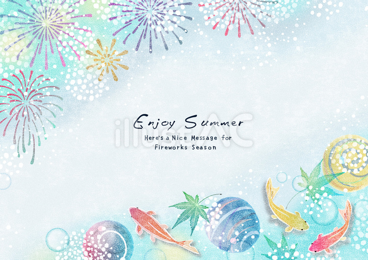 涼やかな夏祭りフレーム017 夏,夏祭り,フレームのイラスト素材