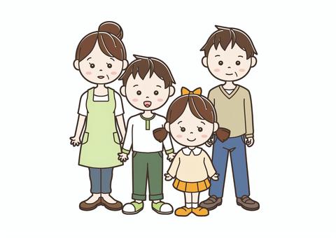 家族イラスト4人03 家族,人物,ファミリー,お父さん,お母さん,子供,パパ,ママ,父,母のイラスト素材