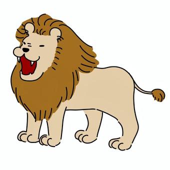 吠えるライオン ライオン,動物,手書き,かわいい,ゆるいのイラスト素材