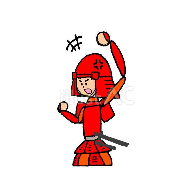 怒る赤備え武士 武士,赤備え,侍のイラスト素材