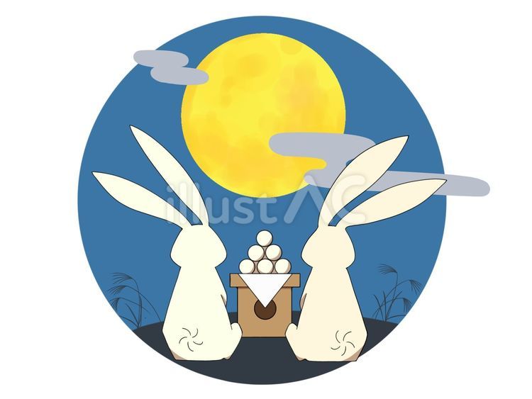 お月見うさぎ2 うさぎ,かわいい,ワンポイントのイラスト素材