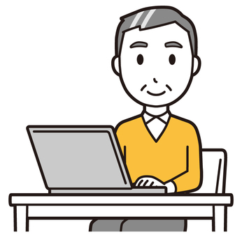  ニット中年男性(黄)-525-バスト