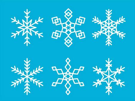 雪の結晶セット/白 かわいい,雪,シンプル,雪の結晶,シルエット,線画,パーツ,セット,冬,クリスマスのイラスト素材