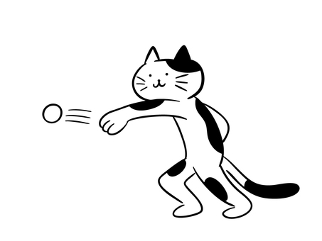 雪合戦を楽しむ猫２（モノクロ） 猫,雪合戦,ウィンタースポーツ,遊び,雪遊び,雪玉,ボール,スノーボール,冬,雪のイラスト素材