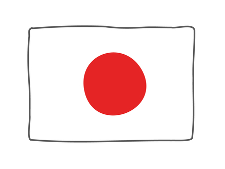 日本の国旗　シンプルな手書き 版ずれ風 国旗,日本,日の丸,国,シンボル,地理,手書き,ベクター,カラー,イラストのイラスト素材