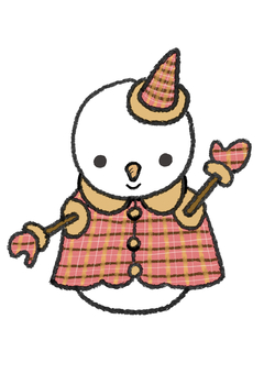 手描きのクリスマスの雪だるまのイラスト