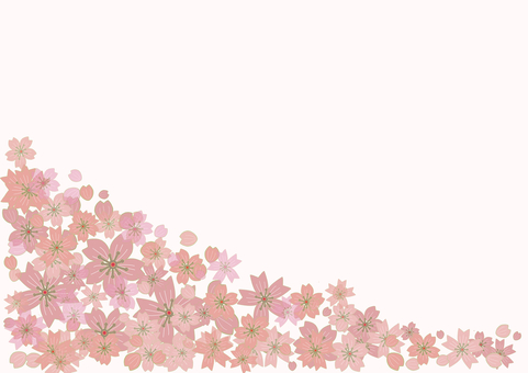 左側に桜が多めのカラーイラスト