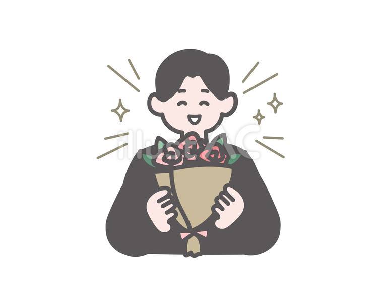 花束を持つ男性 花,花束,嬉しいのイラスト素材