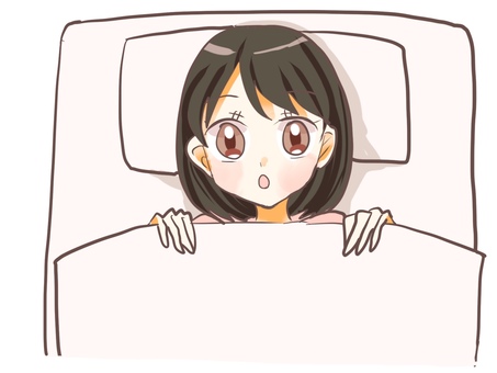 眠れない女の子 女の子,睡眠,コミック風,かわいい,黒髪のイラスト素材