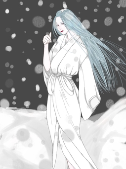 雪女 雪女 妖怪,雪女,女性,雪,背景のイラスト素材