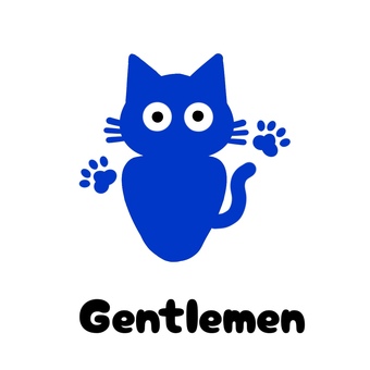 ちびネコちゃんのトイレマーク　男性 トイレマーク,トイレ,男性,男,猫,ねこ,青,かわいい,手描きのイラスト素材