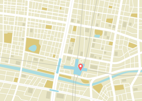 おしゃれな黄色のダミー地図 おしゃれな黄色のダミー地図 地図,マップ,都市,街並み,道路,鉄道,河川,案内図,位置情報,背景のイラスト素材
