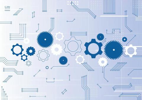 青色の歯車と電子回路の背景素材 歯車,電子回路,テクノロジー,ライン,ビジネス,デジタル,スタイリッシュ,青色,背景のイラスト素材