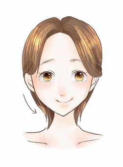 顔のたるみ 顔,たるみ,老化,下がる,フェイスケア,肌,すっぴん,スキンケア,女性のイラスト素材