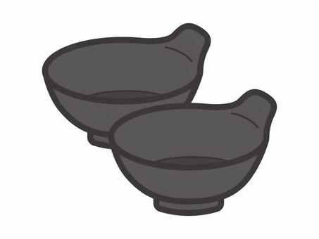 呑水２個セット02 呑水,鍋,とんすい,和食器,取り皿,アイコン,マーク,シンプル,セットのイラスト素材