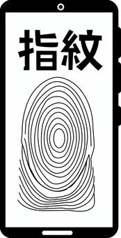 指紋スマホ　 指紋,認証,スマホ,個人,特定,データ,読み込み,手,漢字,イメージのイラスト素材